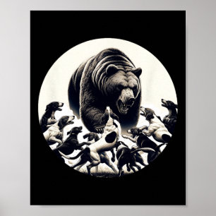Hunting Bear Retro Dog Bear Hound Hunting Poster