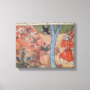 Hunting Birds, from 'The Book of Kalila and Canvas Print