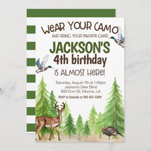 Hunting Birthday Invitation ANY AGE (Front/Back)