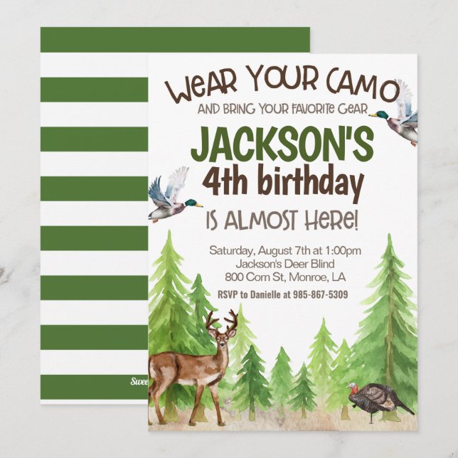 Hunting Birthday Invitation Any Age – Personalized (Front/Back)