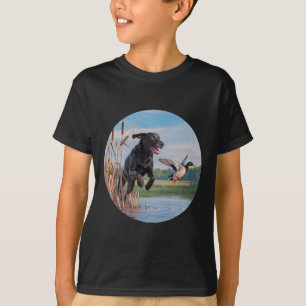 Hunting Black Labrador Lab Dog Hunting Ducks. Bird T-Shirt