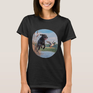 Hunting Black Labrador Lab Dog Hunting Ducks. Bird T-Shirt