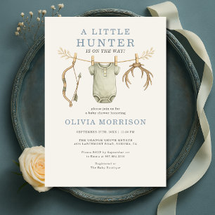 Hunting Bow Clothesline Boy Baby Shower Invitation