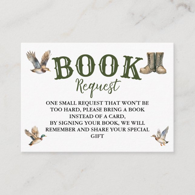 Hunting Boy Baby Shower Book Request Enclosure Card (Front)