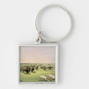 Hunting Buffalo Camouflaged Key Ring