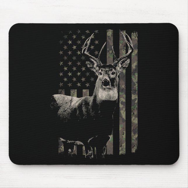 Hunting Camo American Flag Deer  Mouse Pad (Front)
