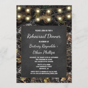 Hunting Camo + Chalk Rehearsal Dinner Invitations