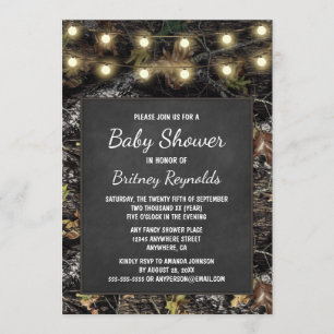 Hunting Camo Chalkboard Baby Shower Invitations