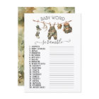 Hunting Camo Clothesline Baby Word Scramble