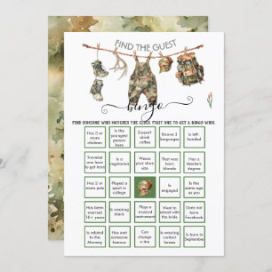 Hunting Camo little hunter Find the Guest BINGO Invitation