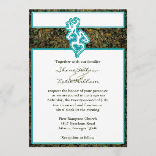 Hunting Camo Turquoise Custom Outline Colour Invit Invitation