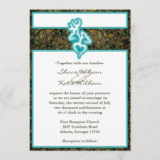 Hunting Camo Turquoise Custom Outline Colour Invit Invitation