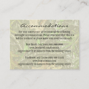 Hunting Camo Wedding Insert Reception Cards