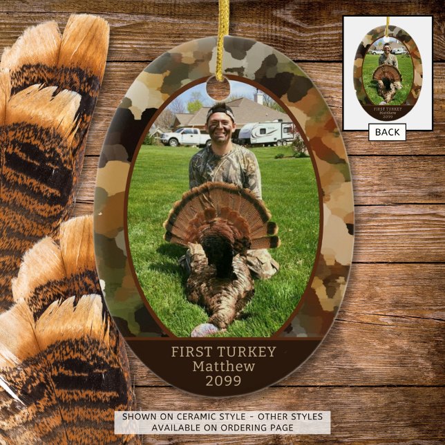 Hunting Camouflage One Photo Personalised Ceramic Tree Decoration (Creator Uploaded)