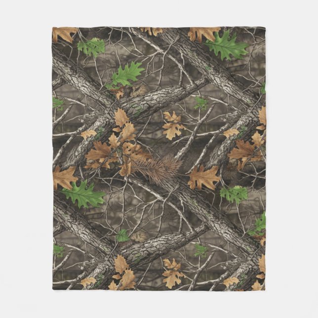 Hunting Camouflage Pattern Fleece Blanket (Front)