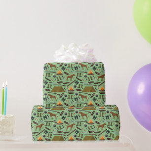 Hunting Camping Tent Campfire Shotgun Pattern Wrapping Paper