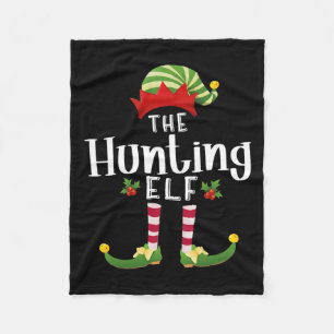 Hunting Christmas Elf Matching Pajama X-mas Party  Fleece Blanket