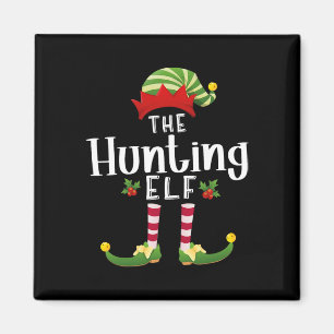 Hunting Christmas Elf Matching Pajama X-mas Party Magnet