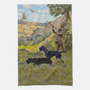 Hunting Chukar partridge  Tea Towel
