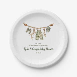 Hunting Clothesline Camo Boy Baby Shower Paper Plate