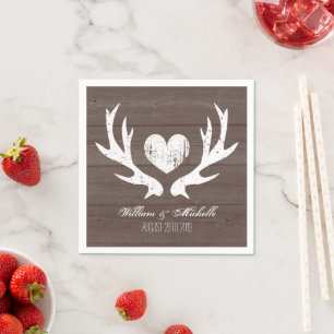 Hunting country chic deer antler wedding napkins
