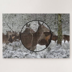 Hunting Cow Elk Scope View Winter Rut Forest Jigsaw Puzzle