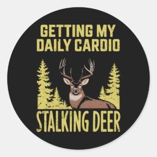 Hunting Dad Men Women Kids Fitness Cardio With Dee Classic Round Sticker