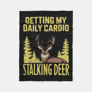 Hunting Dad Men Women Kids Fitness Cardio With Dee Fleece Blanket