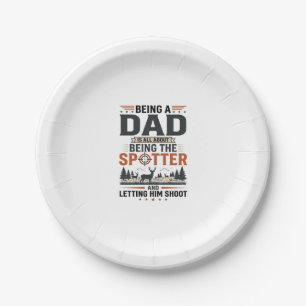 Hunting Dad Spotter Vintage Engraving Shirt Design Paper Plate
