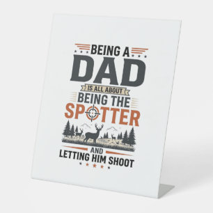 Hunting Dad Spotter Vintage Engraving Shirt Design Pedestal Sign