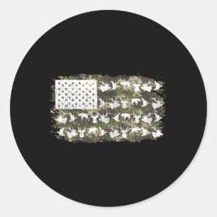 Hunting Deer Hunters Camo American Flag Usa Funny Classic Round Sticker