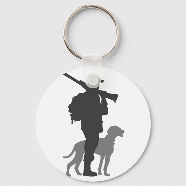 Hunting dog with hunter - Choose background color Key Ring (Front)