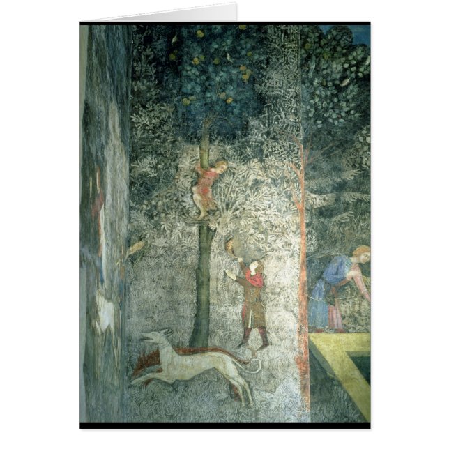 Hunting dogs and men climbing a tree (Front)