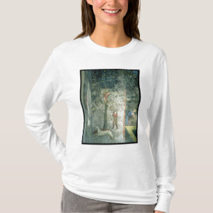 Hunting dogs and men climbing a tree T-Shirt