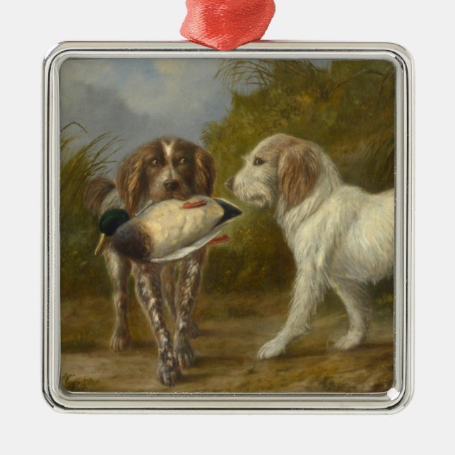 Hunting Dogs (by Carlo Ademollo) Metal Tree Decoration (Front)