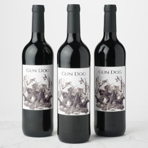 Hunting dogs ,Gun dogs, Hunting season Wine Label