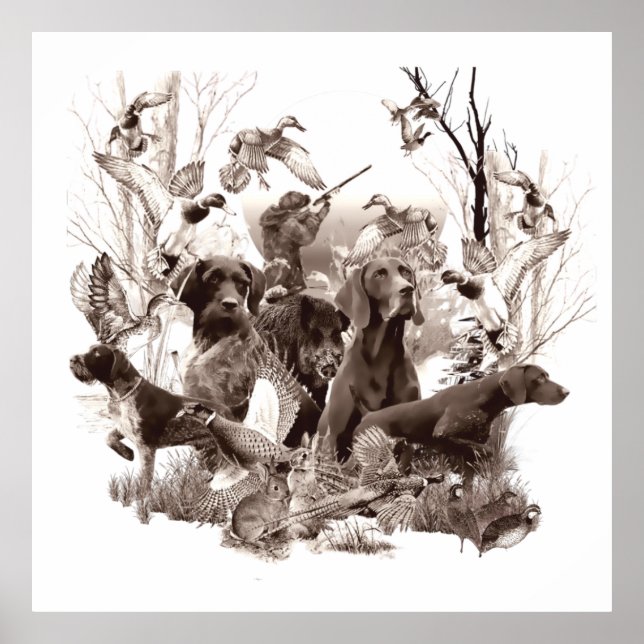 Hunting dogs ,Gun dogs,Hunting season Wood Wall Ar Poster (Front)