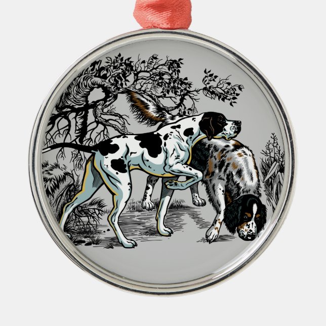 hunting dogs metal tree decoration (Front)