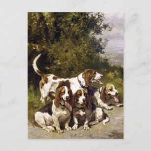 Hunting Dogs - Vintage Dog Art by Charles de Penne Postcard