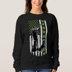 Hunting Duck With Gun St Patricks Day Usa Flag Hun Sweatshirt