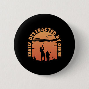 Hunting Ducks Distracted By Goose Hunter  6 Cm Round Badge