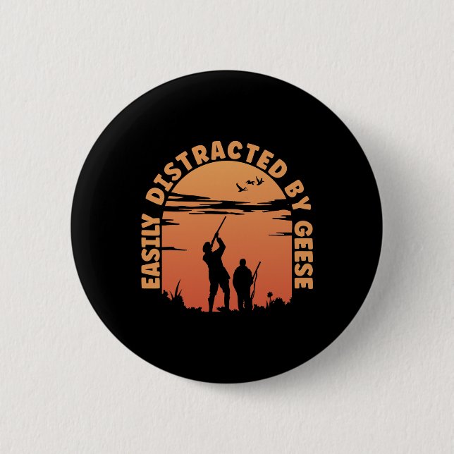 Hunting Ducks Distracted By Goose Hunter  6 Cm Round Badge (Front)