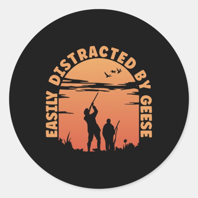 Hunting Ducks Distracted By Goose Hunter  Classic Round Sticker (Front)