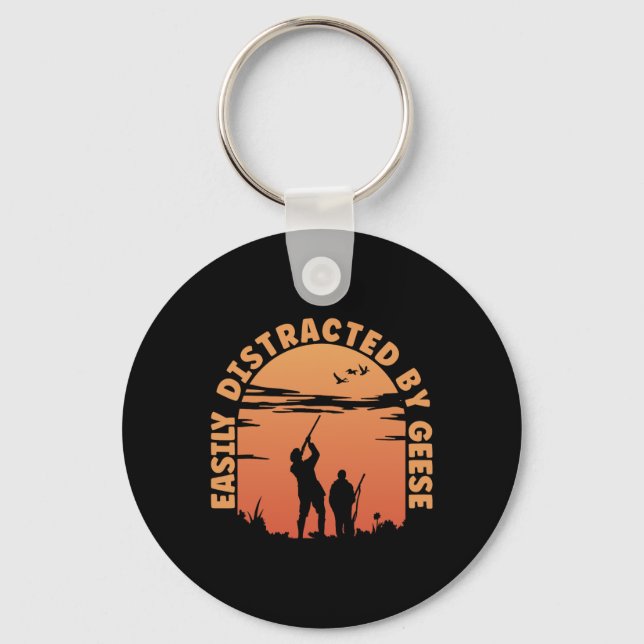 Hunting Ducks Distracted By Goose Hunter  Key Ring (Front)
