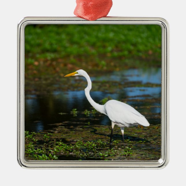 Hunting Egret Metal Tree Decoration (Front)