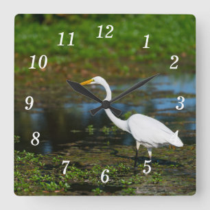 Hunting Egret Wall Clock