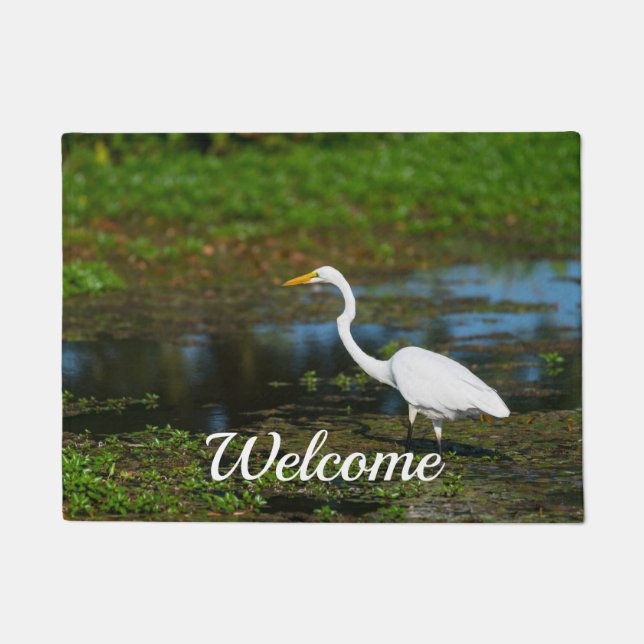 Hunting Egret Welcome Doormat (Front)