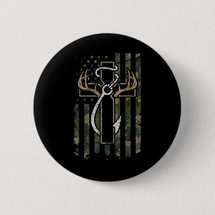Hunting Fishing Faith - Christian Hunter Fisherman 6 Cm Round Badge