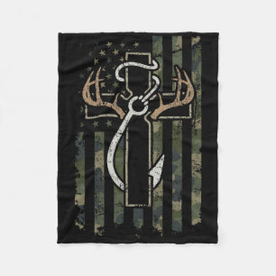 Hunting Fishing Faith - Christian Hunter Fisherman Fleece Blanket