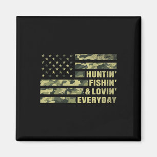 Hunting Fishing Loving Every Day Camo American Fla Magnet